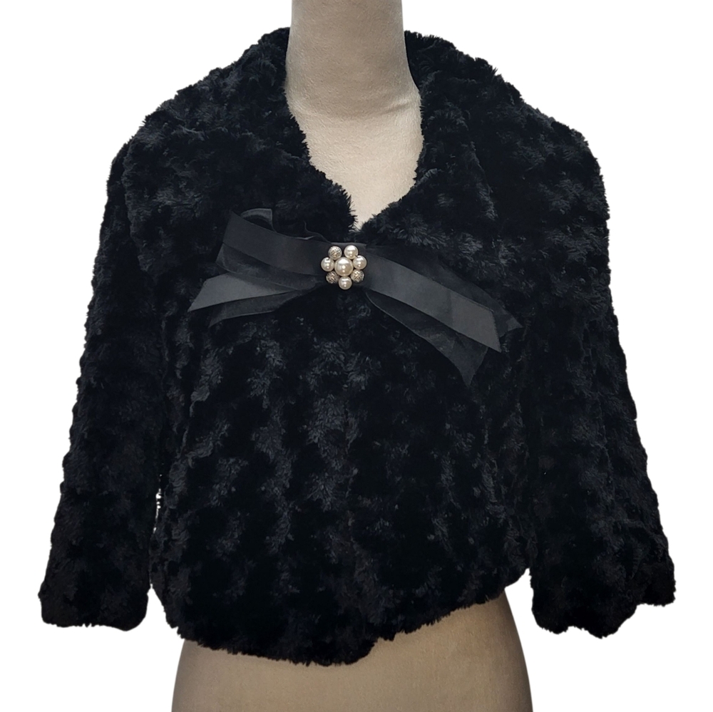 Candies Ltd Edition Britney Spears Black Faux Fur Shrug Jacket M Junior